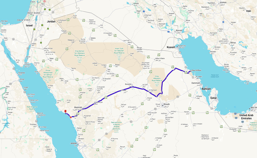 zemljevid Saudska Arabija